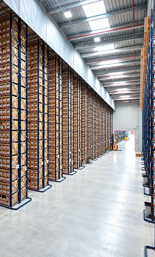 Tall archive shelving filled with stored document boxes at Stor-it